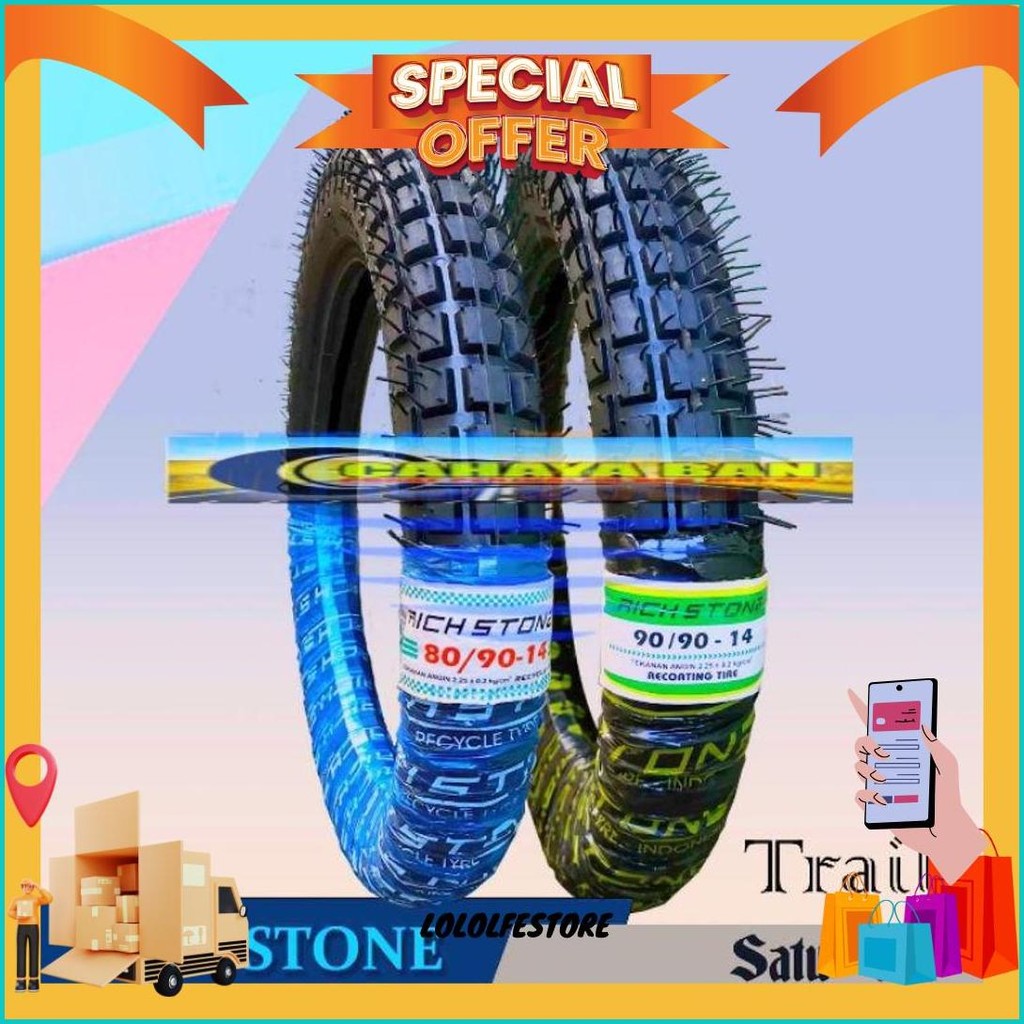 Promo Sepasang 2 Ban Motor Metic Trail 80/90-14 Dan 90/90-14 Ban Trail Metik Ring 14 Ban Beat Vario 