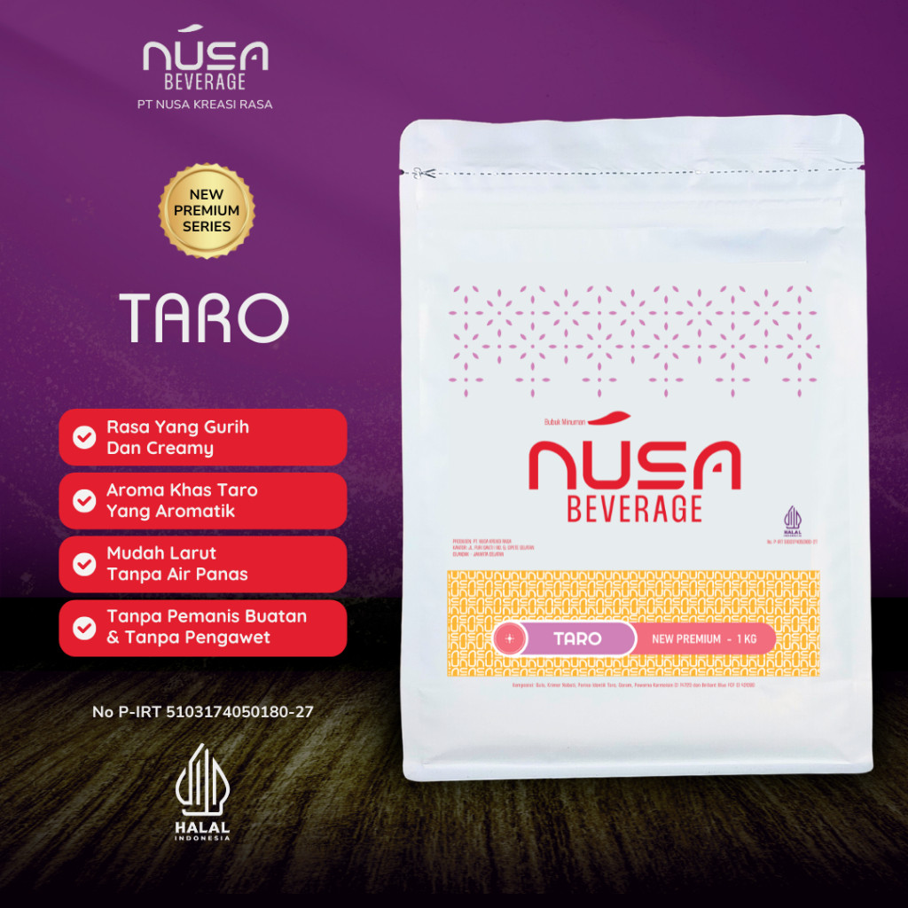 

NUSA BEVERAGE Taro Premix Powder 1Kg Untuk Bisnis Dessert & Bakery & Cake