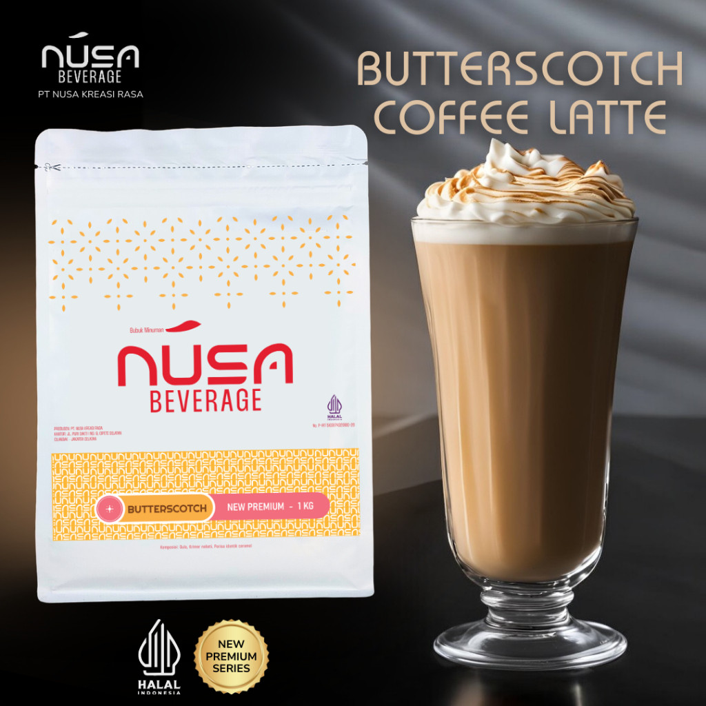 NUSA BEVERAGE Butterscotch Premix Powder 1Kg Untuk Bisnis Dessert & Bakery & Cake