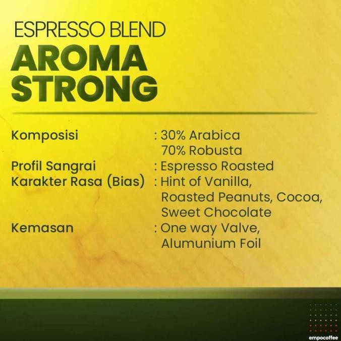 

Kopi Aroma Strong Espresso House Blend Coffee Roasted Bean Coffe 1 Kg