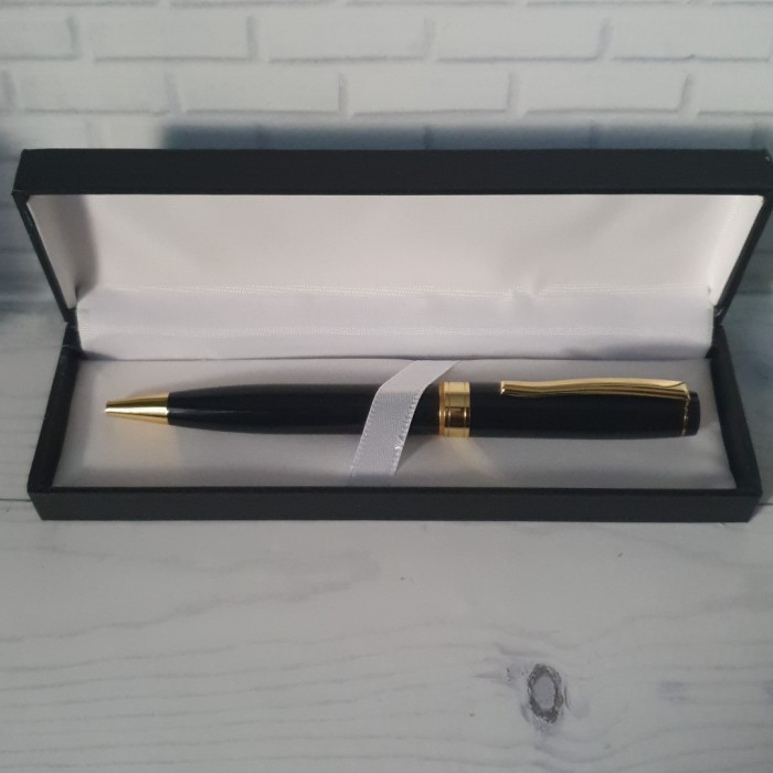 

Farizal - Pulpen Promosi Metal Ballpoint F1 Hitam Glossy Klip Emas Free Grafir