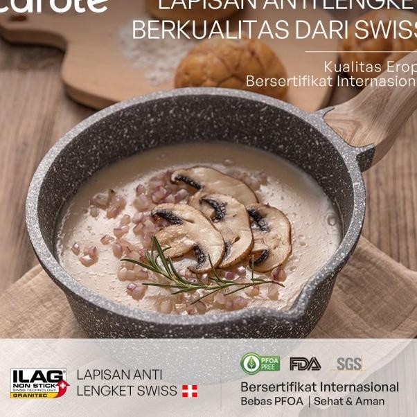 Carote Essential Woody Panci Susu Anti Lengket Sauce Pan Batu Granit