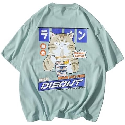 Kaos Grafis Kucing Besar Aelfric Eden Kaos Pria Streetwear Kasual Musim Panas Unisex Kaos |QPestbfV|
