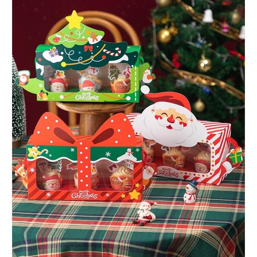 

Paperbox Cupcake Kotak Ivory Dus Kue Pudding Lubang Tema Christmas Natal Box Handle Souvenir Motif Cod