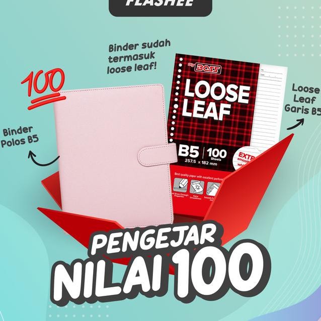 

Flashee Paket Set Binder B5 Sudah Termasuk Kertas Loose Leaf Isi 100 Lembar Paket Agenda Binder Gejar Nilai 100