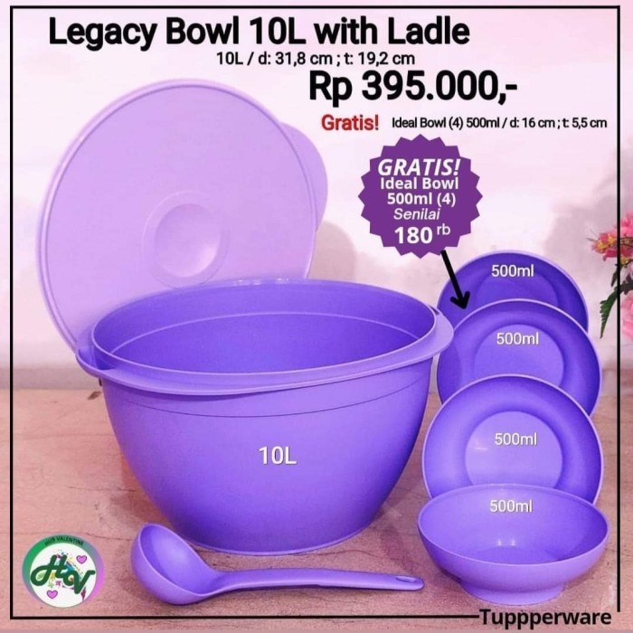 Tupperware Legacy Bowl 10L with Ladle