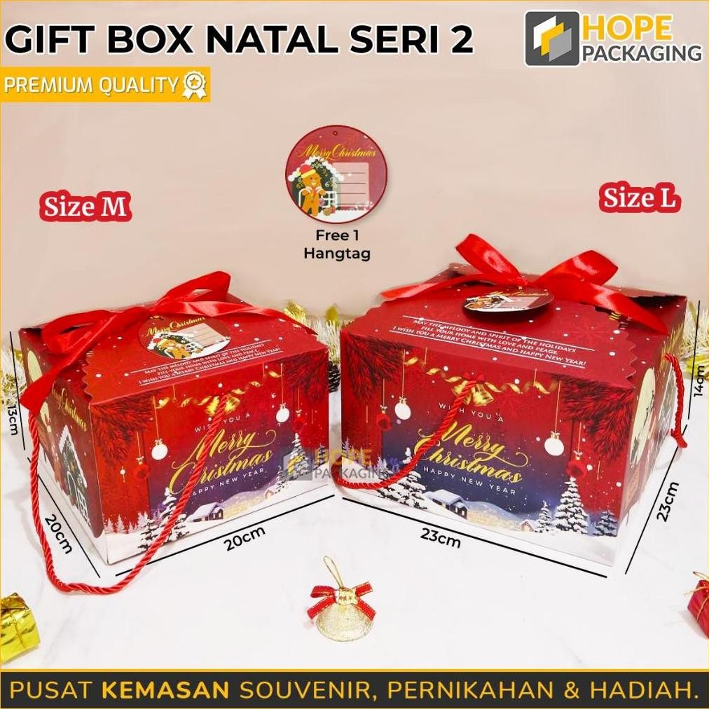 

Gift Box Natal / Hampers Natal / Kotak Hadiah Tahun Baru Plus Pita / Gabel Natal Box Bingkisan Murah
