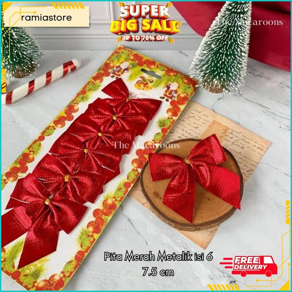 

Pita Natal Dekorasi Pohon Natal / Hiasan Aksesoris Hampers Parcel Original Produk