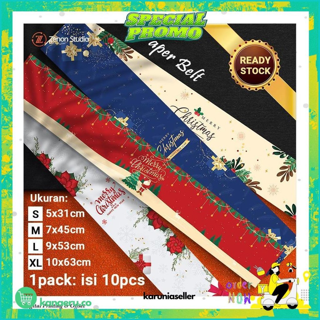 

[10Pcs] Paper Belt Natal Christmas Roll Label Xmas Kado Hadiah Ver2 Promo