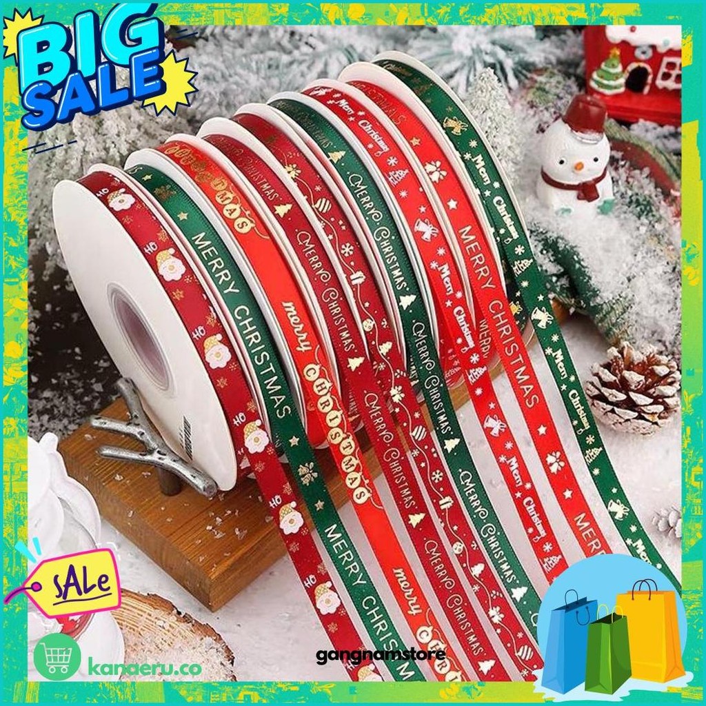 

(Harga Per 15Meter) Pita Natal Pita Kado Natal Lebar 1Cm Pita Merry Christmas Murah