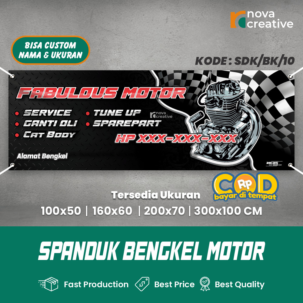 Spanduk Bengkel Motor Panjang Spanduk Custom Desain Suka-Suka