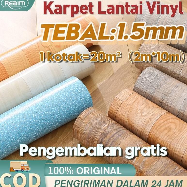 Reaim KARPET LANTAI VINYL gulungan TEBAL 1.5 MM Ukuran: 2M x 5M /10M GULUNGAN TEBAL STICKER LANTAI S