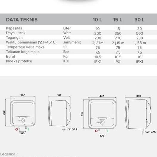 Ariston ANDRIS2 15 R Water Heater listrik 350 watt AN2 15R | an2 r 15