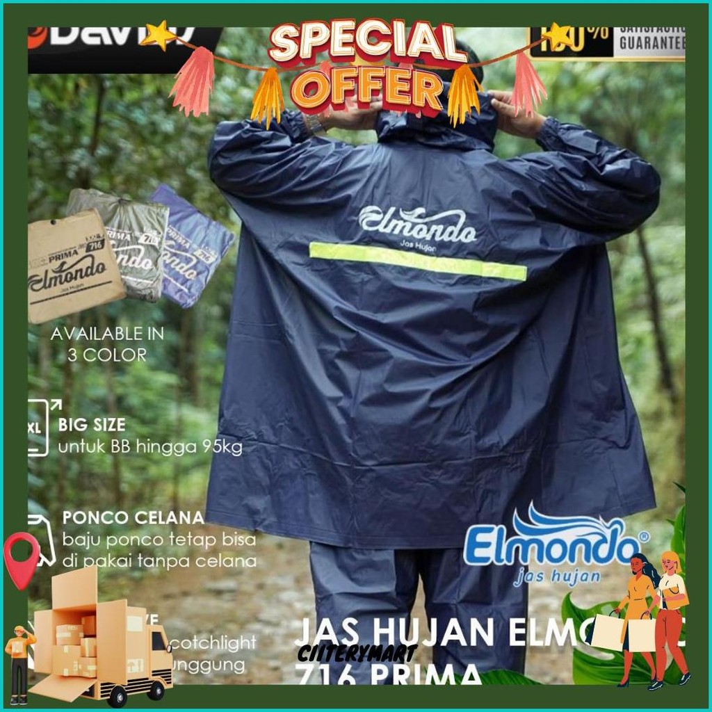 Jas Hujan Setelan Dewasa Jaz Ujan Ponco Celana Raincoat Elmondo 716 Murah