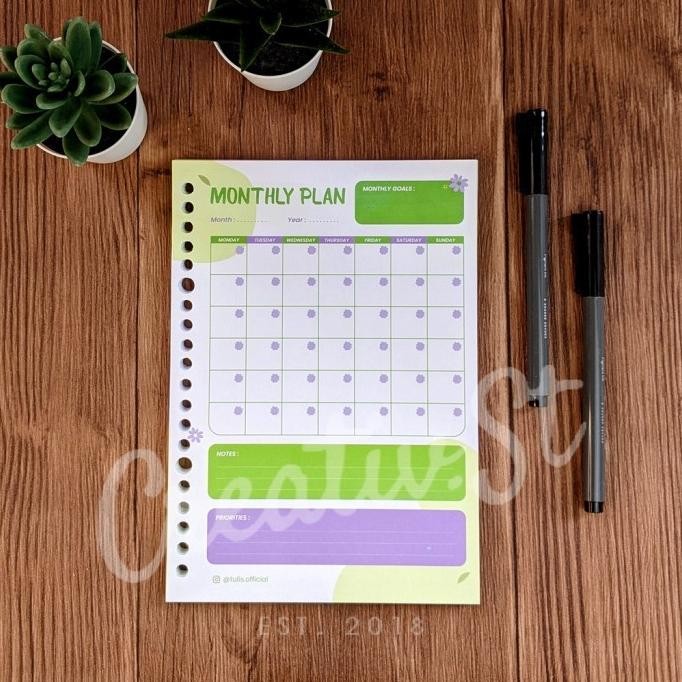 

[Tulis.Id] Colorful Monthly Planner Loose Leaf A5 100 GSM 50 Lbr 20 Ri