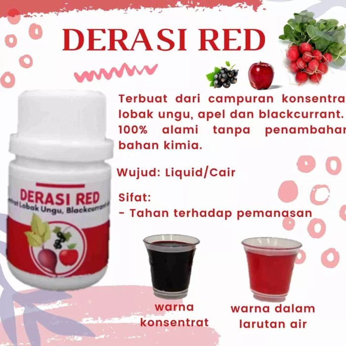 

derasi red pewarna makanan ala konsentrat lobak ungu, apel food