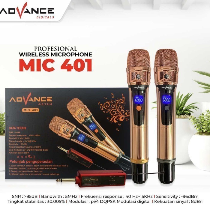&<&<&<&] Mic wireless profesional 2 mic Advance MIC 401