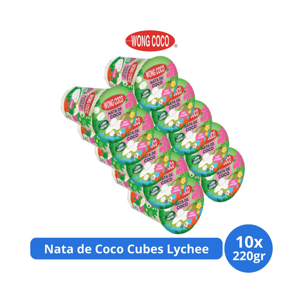 

Wong Coco Nata de Coco Cubes Lychee 220gr x 10 pcs