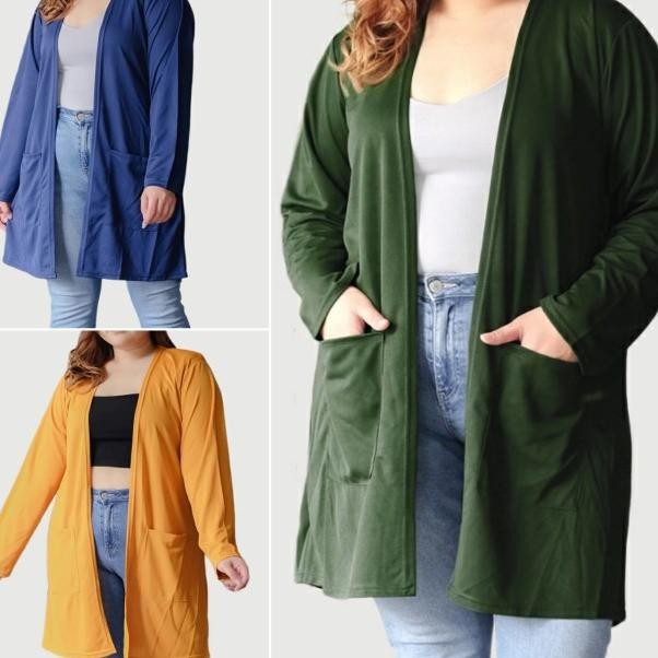 Foxy Outer Long Cardigan Jumbo Big Size Cardi Wanita Ld120