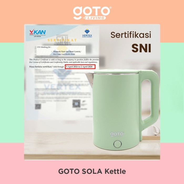 Goto Sola Electric Kettle Teko Listrik Pemanas Air Stainless Steel