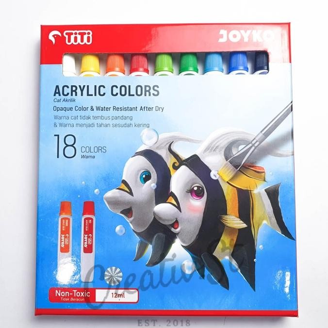 

BEBAS ONGKIR - Cat Acrylic Titi Joyko 18 Warna 12 Ml Akrilik