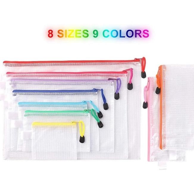

18 PACK TAS POUCH FILE DOKUMEN 8 UKURAN BAHAN MESH ANTI AIR DENGAN