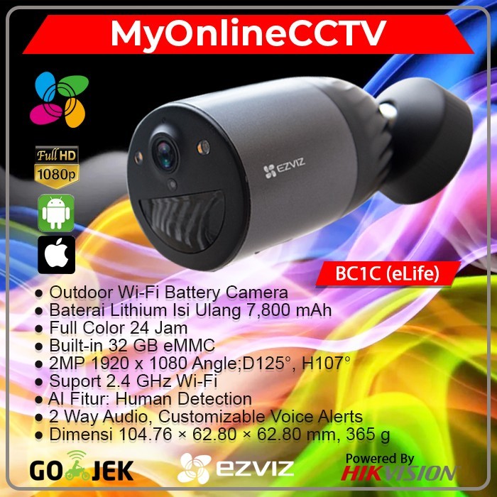EZVIZ eLife BC1C 2MP IP Camera Wireless Outdoor Baterai-Powered