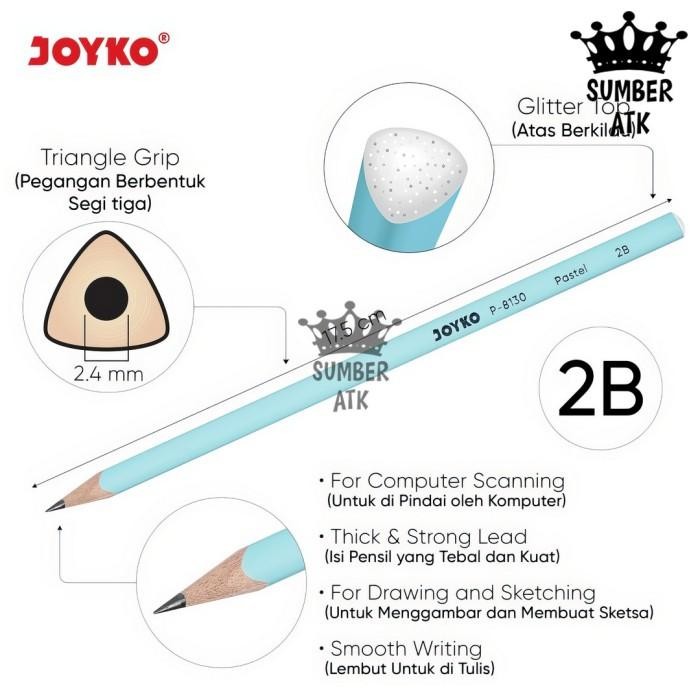 

Pencil Pensil Joyko P-8130 2B 1 Drum 36 Pcs Pastel