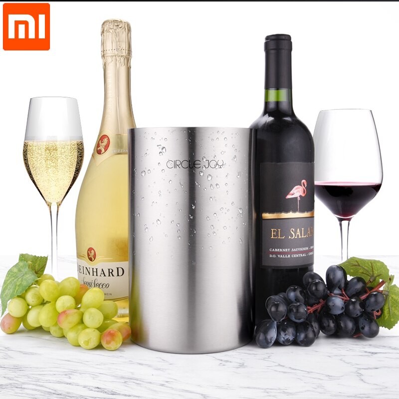 Asli Xiaomi Mijia Circle Joy Stainless Steel Double Ice Bucket Isolasi Efisien Mini Ice Bucket untuk