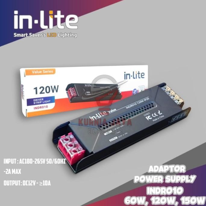 TERBARU - INLITE TRAFO 120W ADAPTOR POWER SUPPLY LED STRIP INDR010 12V