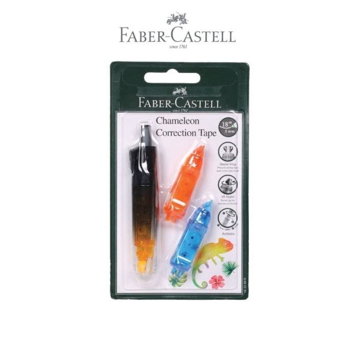 

Sale Faber Castell Chameleon Correction Tape + 2 Refill Bar "Black" /Tip-Ex