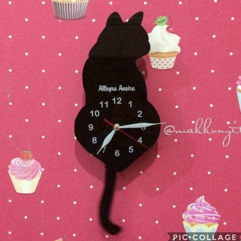 jam dinding kucing pendulum (ekor bisa goyang)