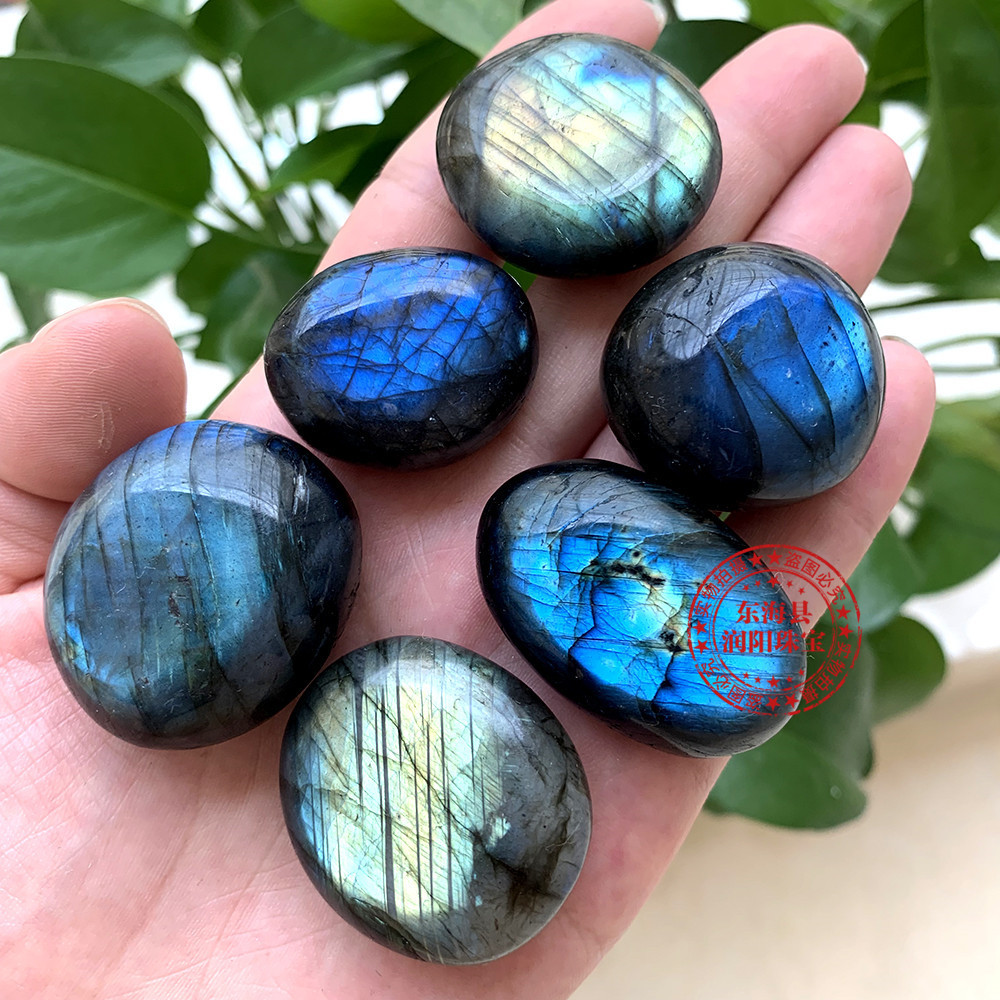 Batu Kristal Alami Batu Bulan Biru Batu Labradorite Yoga Batu Kompres Panas Batu Mineral Pegangan Sp