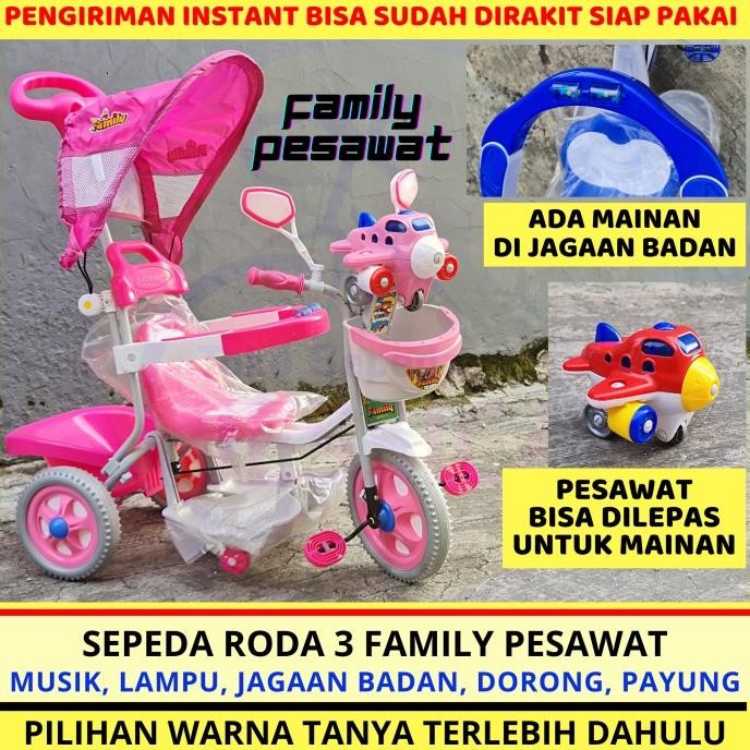 Sepeda Anak Roda 3 (Tiga) Tricycle Exotic Jok Baby Stroller Besar