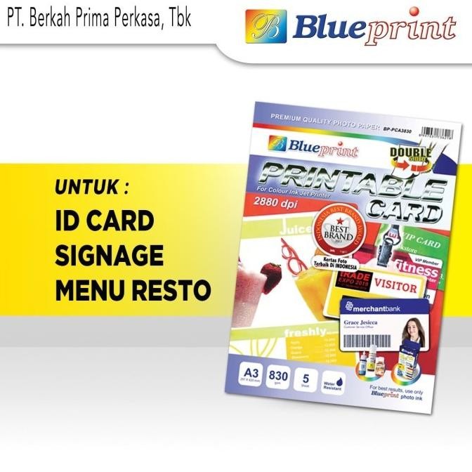 

Terlaris Kertas PVC ID Card A3 BLUEPRINT Printable Card White 830 Micron 5 Lbr SALE