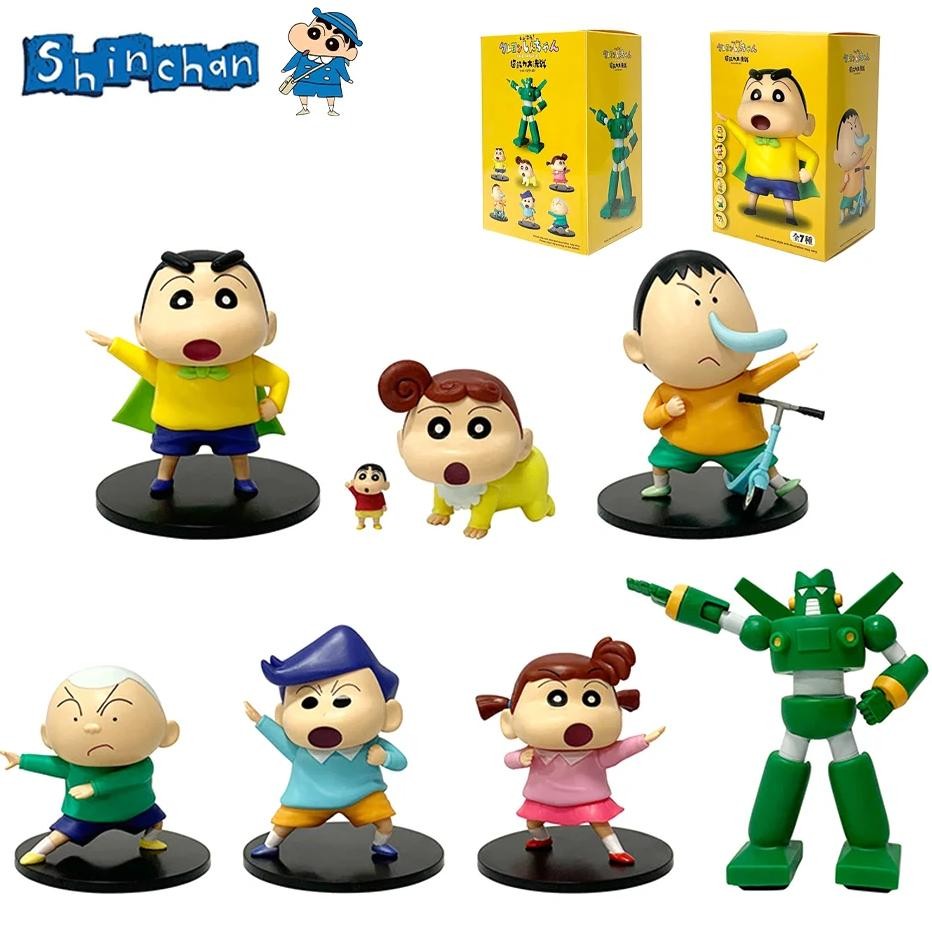 

8pcs crayon shin-chan funny kasukabe defense force figure model nohara shinnosuke himawari cartoon desktop ornaments toys gifts