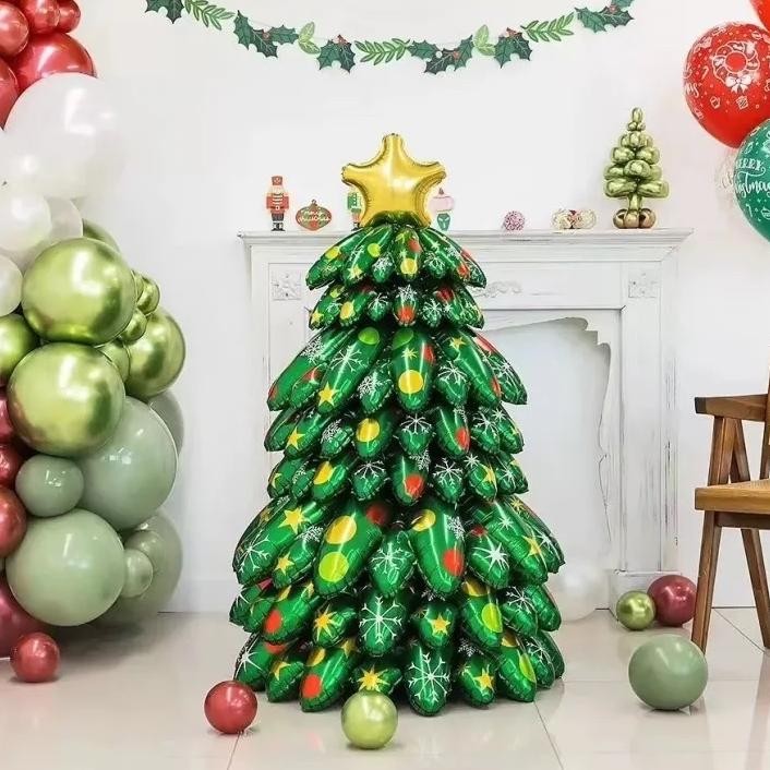Balon foil dekorasi pohon natal 4d christmas tree