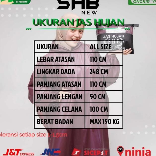 Jas Hujan Ponco Jumbo By Shb Raincoat Parasut Mantel Poncho Kelelawar