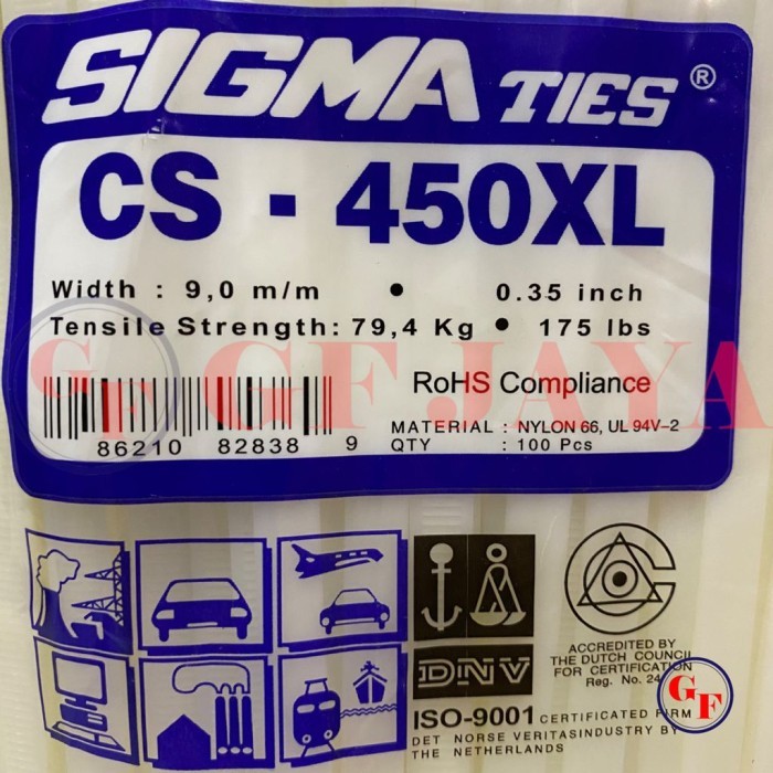 

Kabel Ties Sigma CS 450XL / 45cm Putih CS450XL Cable Tie White 45 cm
