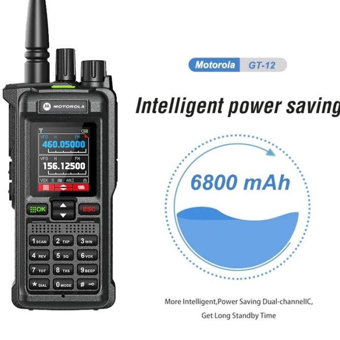 HT Handy talky Jangkauan Luas 20KM Motorola GT-12 20W baterei 6800mah