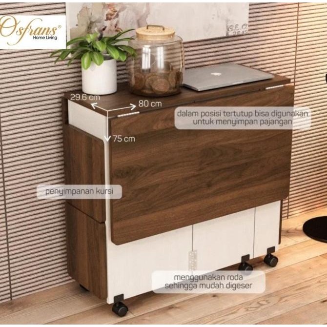 Meja Makan Set Lipat Roda ALLISON DT120 Harga Pabrik