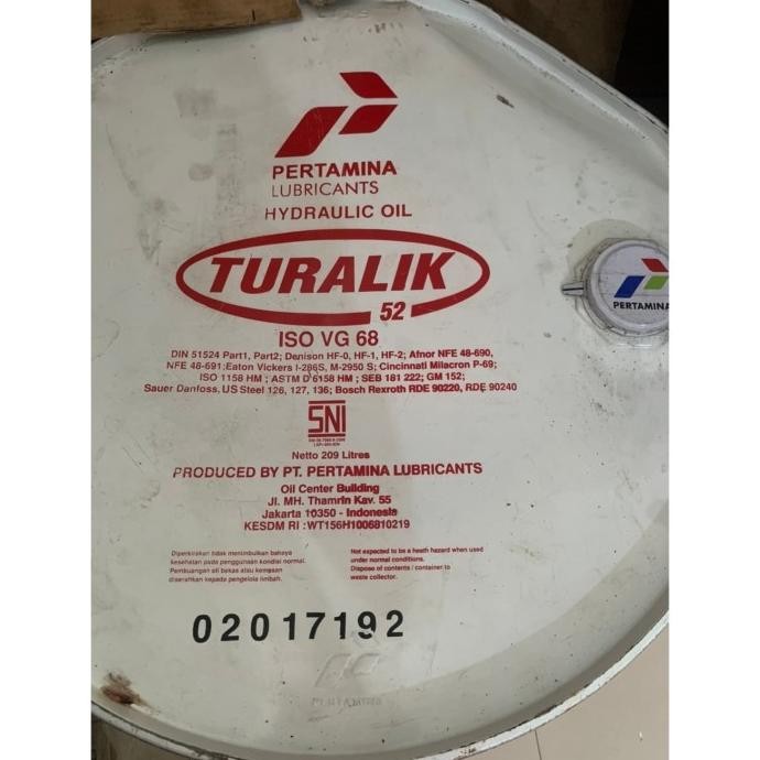 Pertamina Turalik 52 ISO VG68 Oli Hidrolik (20 Liter)