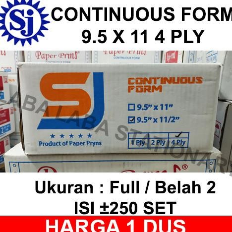 

Kertas Continuous Form 4 Ply 9.5 X 11 Sj Paper Print A4 / Rangkap Terlaris