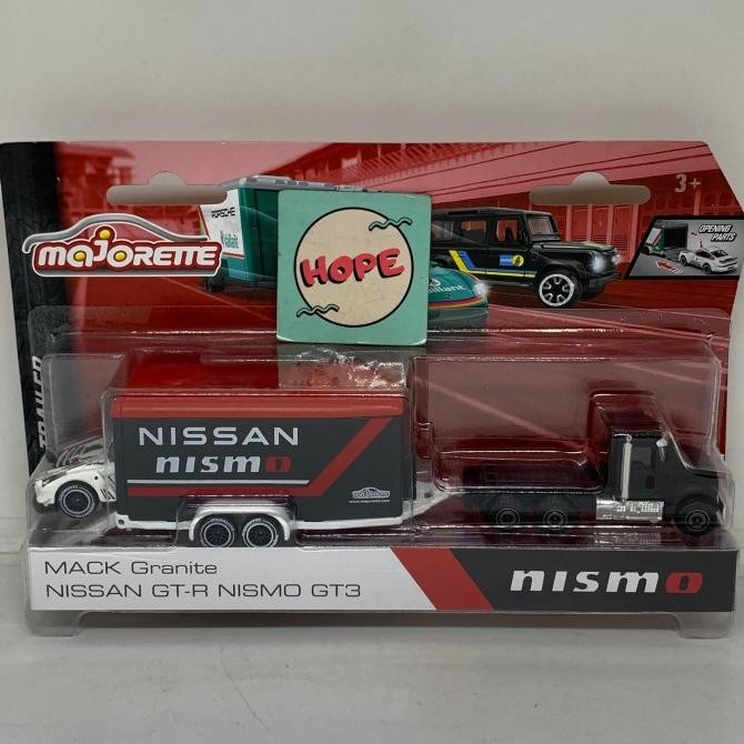 Majorette Trailer Race Mack Granite + Nissan GTR Nismo GT3 Original