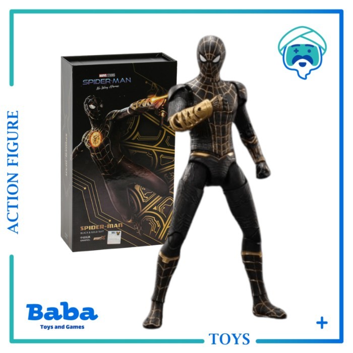 Mainan Figure ZD Toys Spiderman No Way Home Spider Man Black Gold Suit