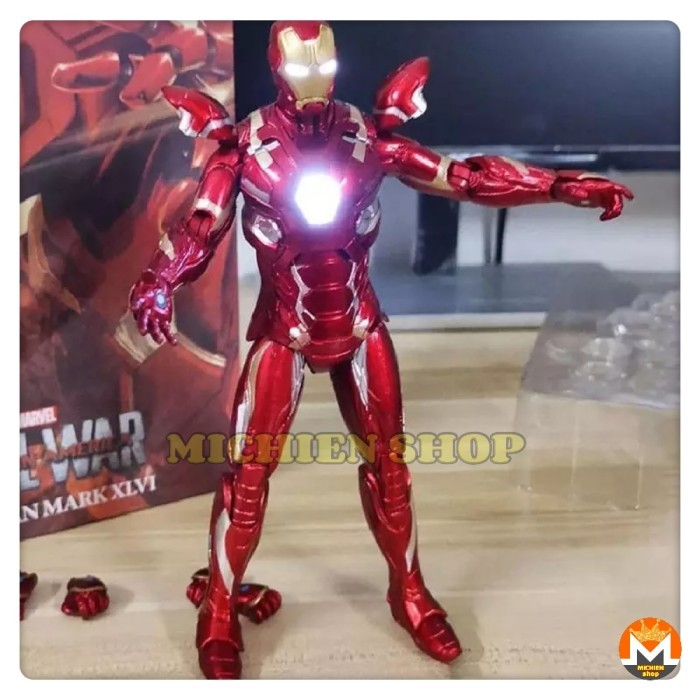Marvel Ironman Mark 46 Civil war Action Figure with Led skala ZD Toys