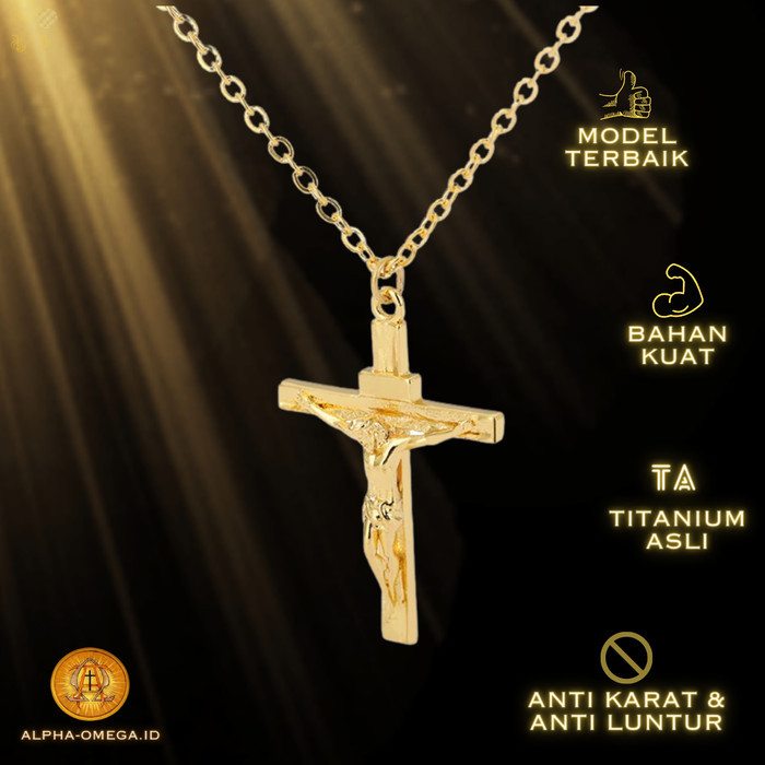 Azzatun - Kalung Salib Yesus Katolik Titanium Pria Wanita