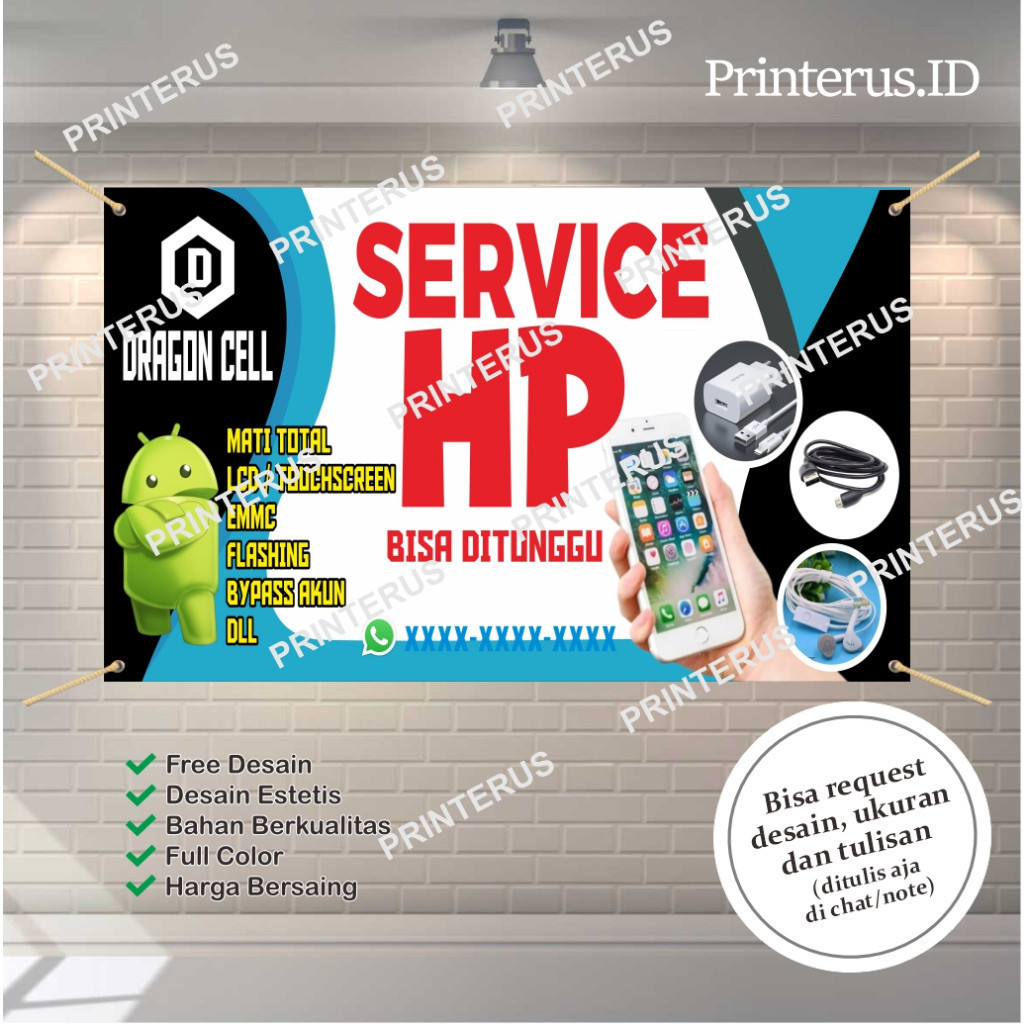 Spanduk MMT servis service servis hp kuota pulsa service panggilan murah 2x1