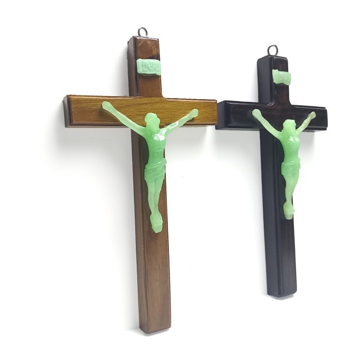 Azzatun - Salib Dinding 20 Cm Korpus Fosfor / Salib Gantung Fosfor / Salib Tuhan Yesus Dinding