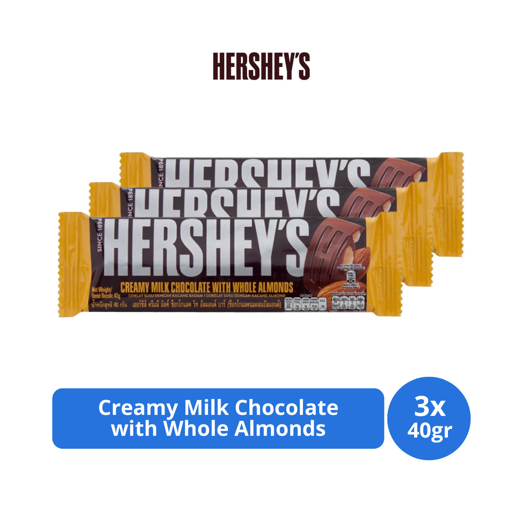 

Hershey's Bar Creamy Milk Chocolate with Whole Almonds 40gr x 3 pcs
